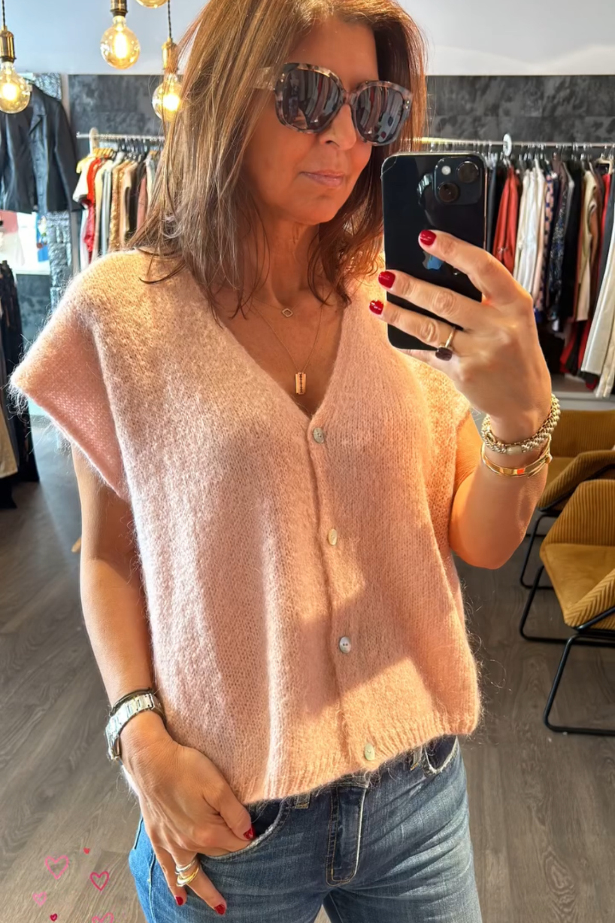 Gilet sans manche rose